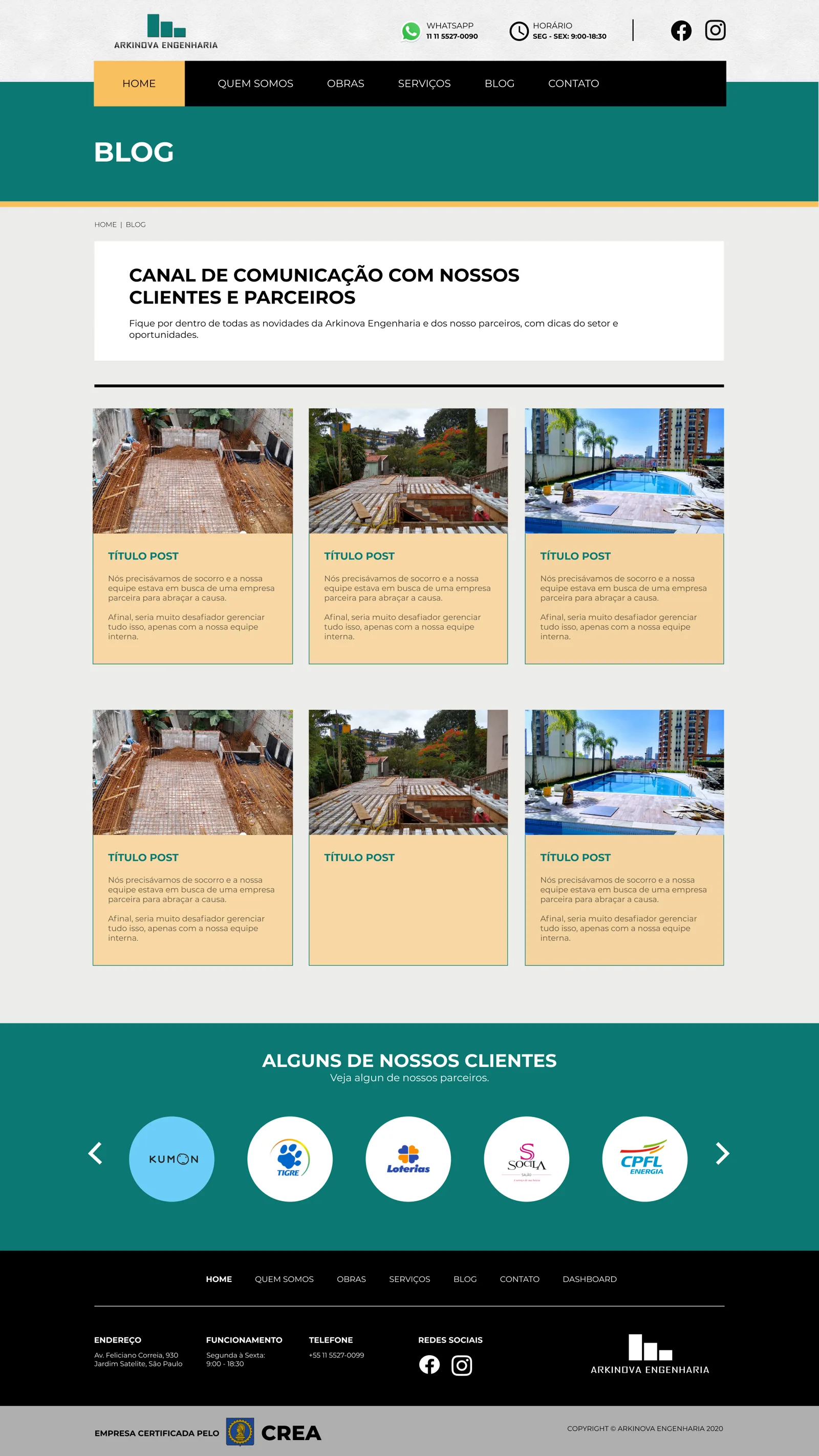 Blog do site da Arkinova em desktop.