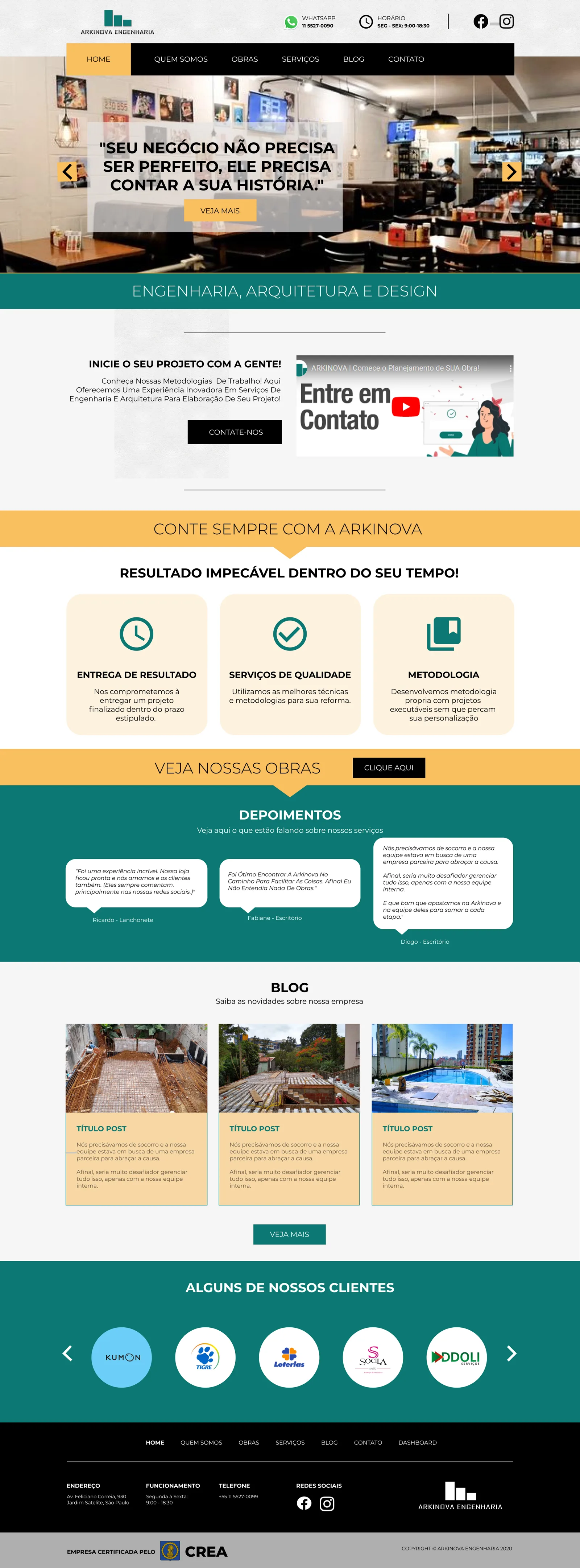 Home do site da Arkinova em desktop.