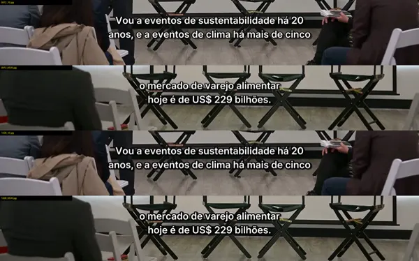 Estilos de legenda testados em cena clara e escura.