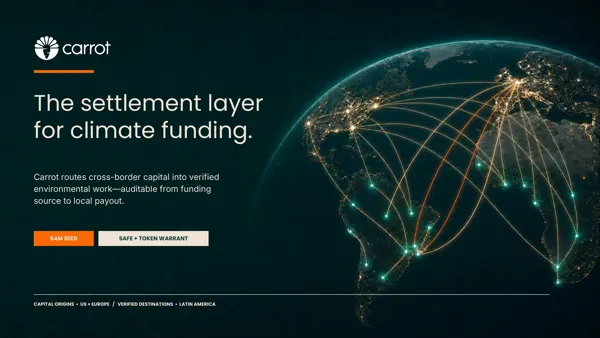 Carrot Deck (ago/2026) · The settlement layer for climate funding.