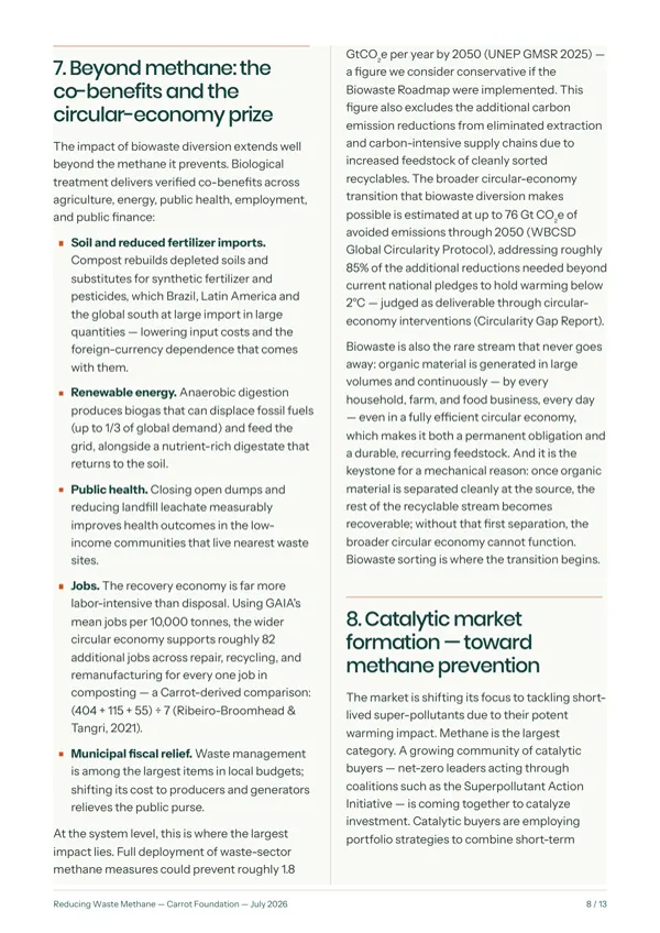 Paper Biowaste Roadmap · Além do metano: os co-benefícios.