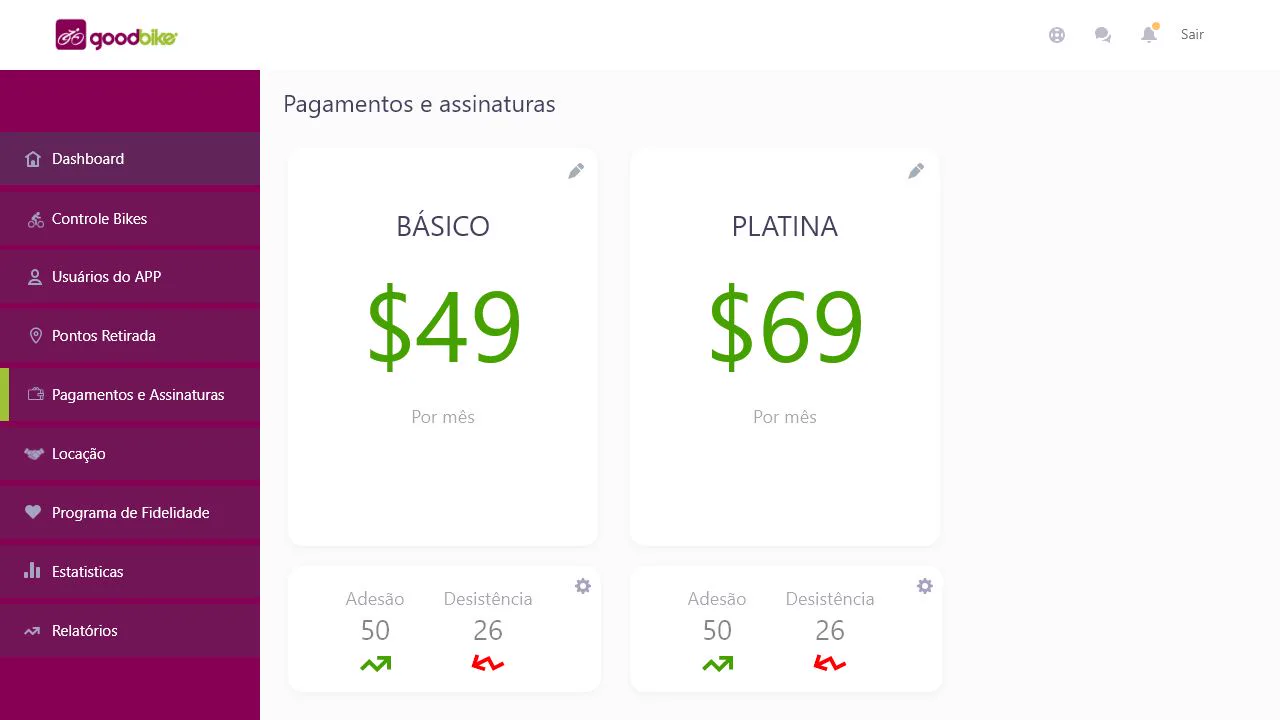 Dois planos nomeados por categoria: Básico a $49 e Platina a $69 por mês.