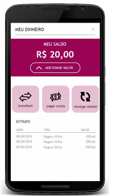 A carteira de 2019 transfere dinheiro, paga conta e faz recarga de celular.