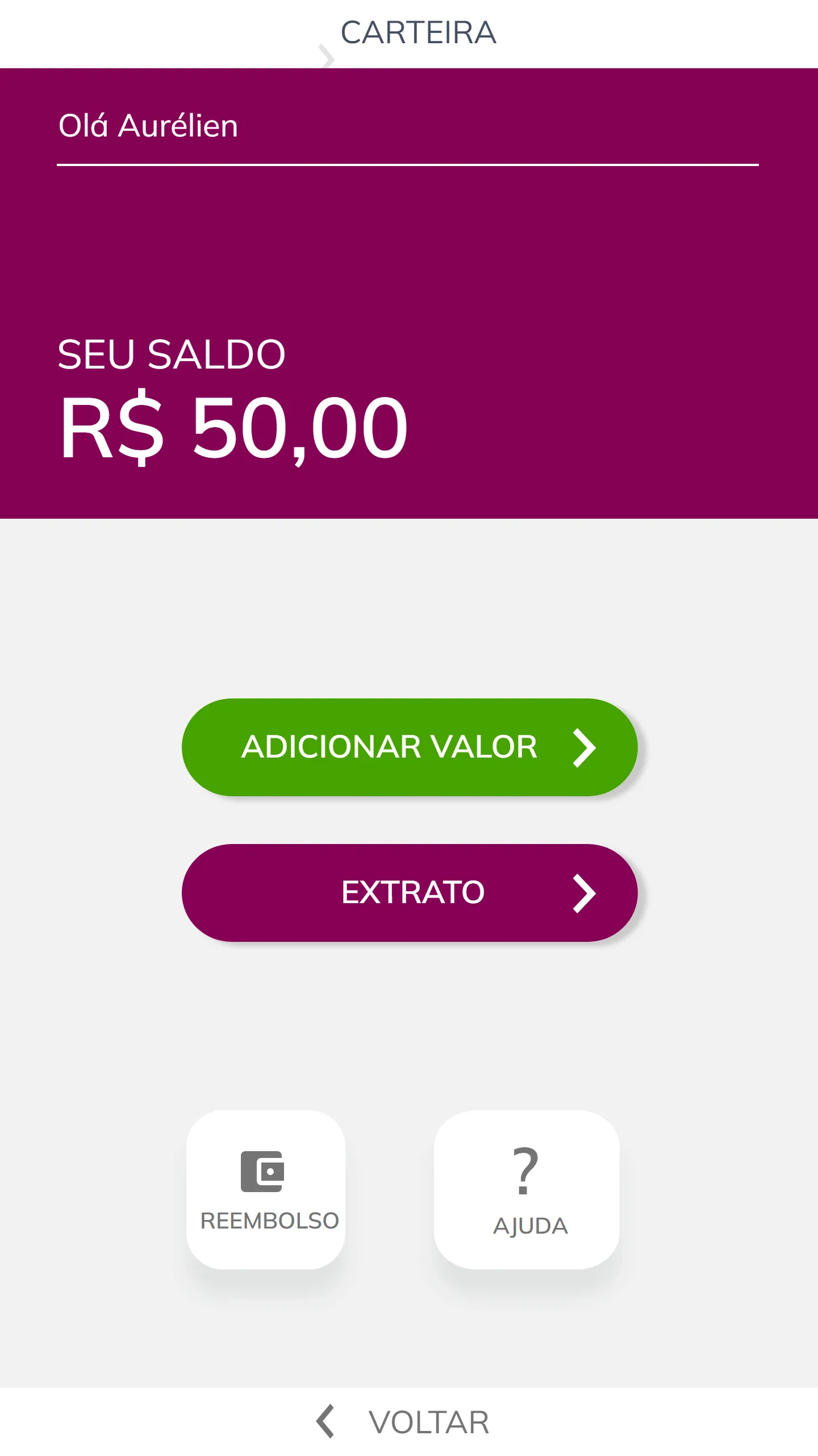 A carteira deixa de mover dinheiro: sobram adicionar valor, extrato e reembolso.