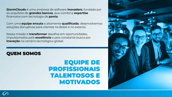 Abertura: quem e a StormClouds e como a empresa se apresenta.