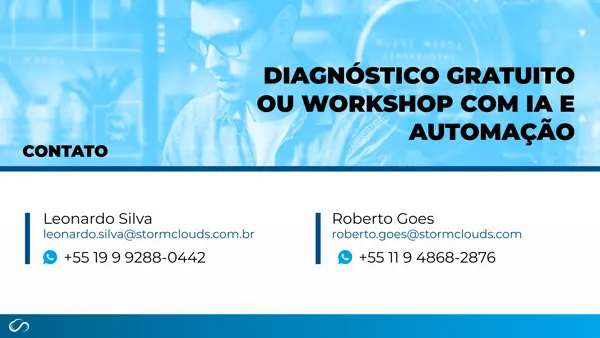 Contato e a oferta de entrada: diagnostico gratuito ou workshop.