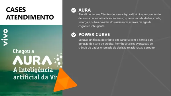 Cases de atendimento: agente cognitivo AURA e score de credito Power Curve.